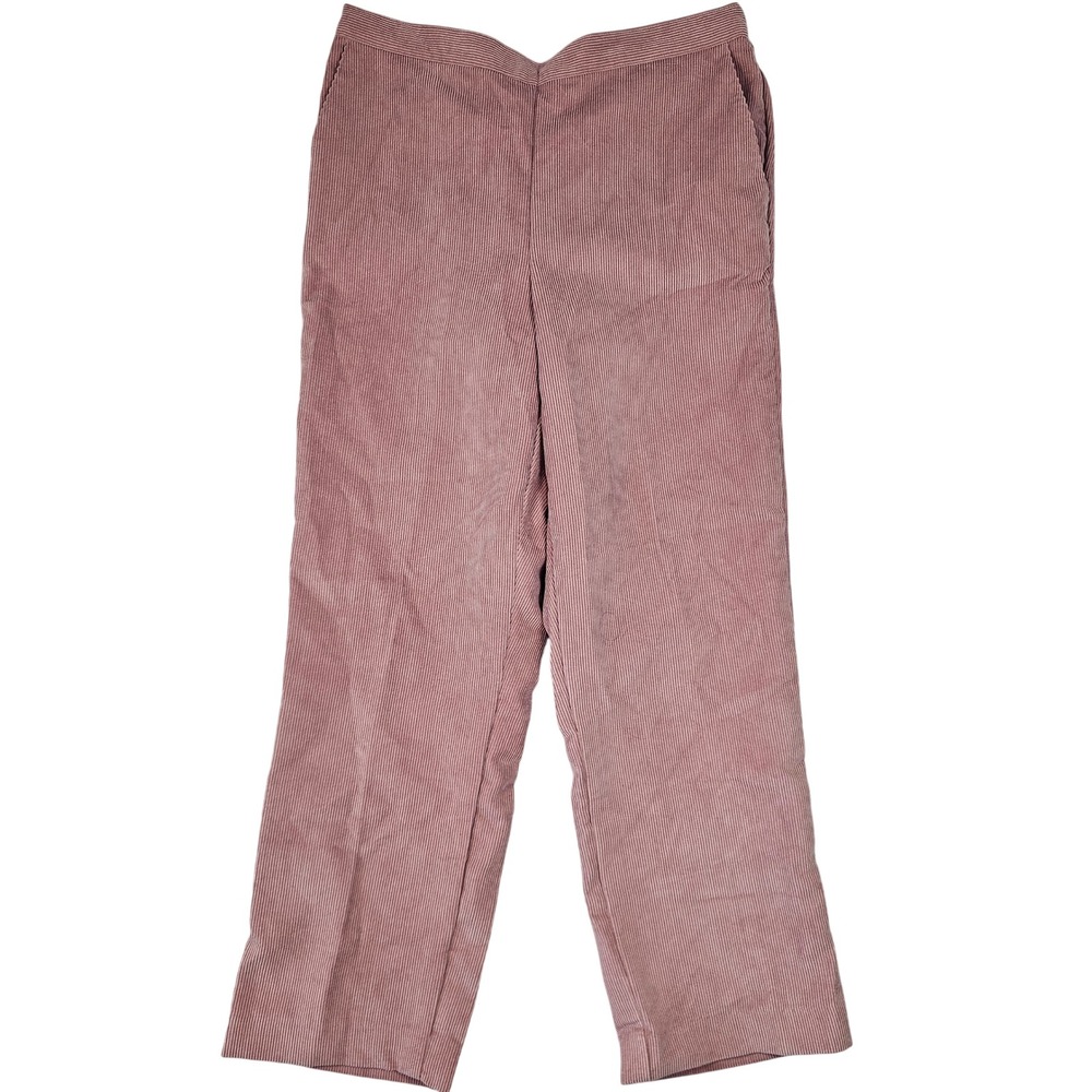 Alfred Dunner Petite Mauve Corduroy Pull On Straight Leg Pants Size 12P rose